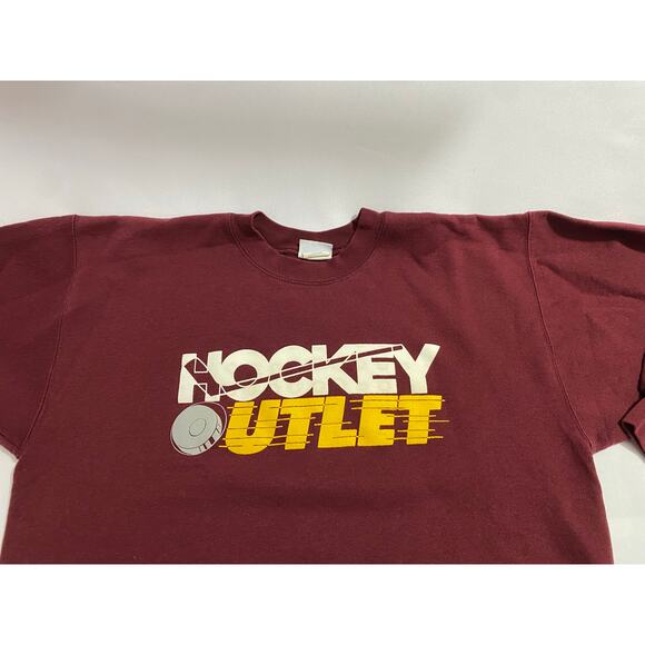 Vintage Hockey Outlet Sweater Adult Size Large Red'ish Purple Long Sleeve 90's - Picture 12 of 12